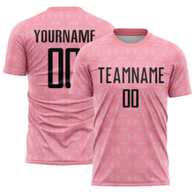 Charger l&#39;image dans la galerie, Custom Medium Pink Black-Light Pink Geometric Shapes Sublimation Soccer Uniform Jersey
