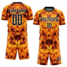 Charger l&#39;image dans la galerie, Custom Yellow Black-White Flame Sublimation Soccer Uniform Jersey
