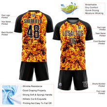 Charger l&#39;image dans la galerie, Custom Yellow Black-White Flame Sublimation Soccer Uniform Jersey
