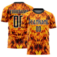 Charger l&#39;image dans la galerie, Custom Yellow Black-White Flame Sublimation Soccer Uniform Jersey
