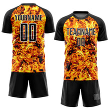 Load image into Gallery viewer, Custom Black White Flame Sublimation Soccer Uniform Jersey
