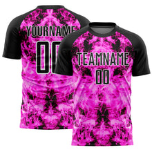 Charger l&#39;image dans la galerie, Custom Black Pink-White Flame Sublimation Soccer Uniform Jersey
