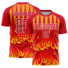 Charger l&#39;image dans la galerie, Custom Red Yellow-White Flame Sublimation Soccer Uniform Jersey
