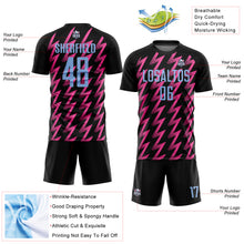 Load image into Gallery viewer, Custom Black Light Blue-Pink Zigzag Shape Sublimation Soccer Uniform Jersey
