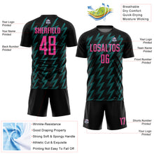 Charger l&#39;image dans la galerie, Custom Black Pink-Teal Zigzag Shape Sublimation Soccer Uniform Jersey
