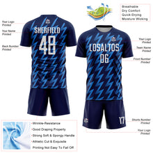 Charger l&#39;image dans la galerie, Custom Navy White-Powder Blue Zigzag Shape Sublimation Soccer Uniform Jersey
