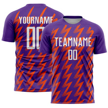 Charger l&#39;image dans la galerie, Custom Purple White-Orange Zigzag Shape Sublimation Soccer Uniform Jersey
