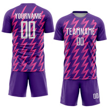 Charger l&#39;image dans la galerie, Custom Purple White-Pink Zigzag Shape Sublimation Soccer Uniform Jersey
