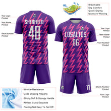 Charger l&#39;image dans la galerie, Custom Purple White-Pink Zigzag Shape Sublimation Soccer Uniform Jersey
