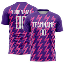 Charger l&#39;image dans la galerie, Custom Purple White-Pink Zigzag Shape Sublimation Soccer Uniform Jersey
