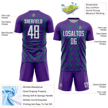 Charger l&#39;image dans la galerie, Custom Purple White-Teal Zigzag Shape Sublimation Soccer Uniform Jersey
