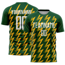 Charger l&#39;image dans la galerie, Custom Green White-Gold Zigzag Shape Sublimation Soccer Uniform Jersey
