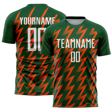 Charger l&#39;image dans la galerie, Custom Green White-Orange Zigzag Shape Sublimation Soccer Uniform Jersey
