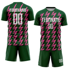 Charger l&#39;image dans la galerie, Custom Green White-Pink Zigzag Shape Sublimation Soccer Uniform Jersey
