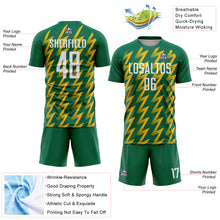 Charger l&#39;image dans la galerie, Custom Kelly Green White-Gold Zigzag Shape Sublimation Soccer Uniform Jersey
