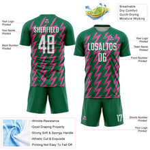 Charger l&#39;image dans la galerie, Custom Kelly Green White-Pink Zigzag Shape Sublimation Soccer Uniform Jersey
