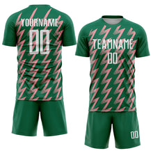 Charger l&#39;image dans la galerie, Custom Kelly Green White-Medium Pink Zigzag Shape Sublimation Soccer Uniform Jersey
