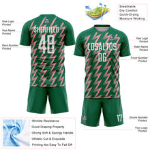 Charger l&#39;image dans la galerie, Custom Kelly Green White-Medium Pink Zigzag Shape Sublimation Soccer Uniform Jersey
