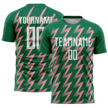 Charger l&#39;image dans la galerie, Custom Kelly Green White-Medium Pink Zigzag Shape Sublimation Soccer Uniform Jersey
