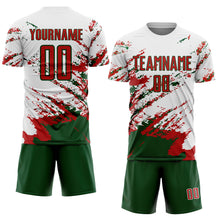 Charger l&#39;image dans la galerie, Custom White Red-Green Abstract Fragment Art Splash Sublimation Soccer Uniform Jersey
