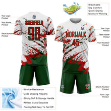 Charger l&#39;image dans la galerie, Custom White Red-Green Abstract Fragment Art Splash Sublimation Soccer Uniform Jersey
