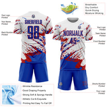 Charger l&#39;image dans la galerie, Custom White Thunder Blue-Red Abstract Fragment Art Splash Sublimation Soccer Uniform Jersey
