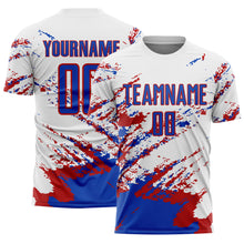 Charger l&#39;image dans la galerie, Custom White Thunder Blue-Red Abstract Fragment Art Splash Sublimation Soccer Uniform Jersey
