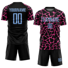 Load image into Gallery viewer, Custom Black Light Blue-Pink Abstract Network Splash Sublimation Soccer Uniform Jersey
