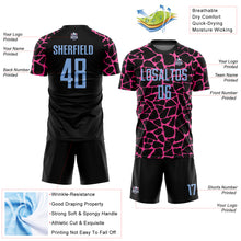 Load image into Gallery viewer, Custom Black Light Blue-Pink Abstract Network Splash Sublimation Soccer Uniform Jersey
