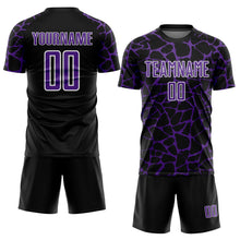 Load image into Gallery viewer, Custom Black Purple-White Abstract Network Splash Sublimation Soccer Uniform Jersey
