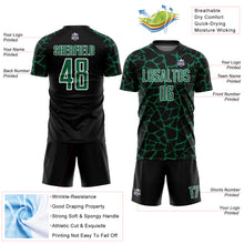 Load image into Gallery viewer, Custom Black Kelly Green-White Abstract Network Splash Sublimation Soccer Uniform Jersey
