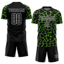 Load image into Gallery viewer, Custom Black Aurora Green-White Abstract Network Splash Sublimation Soccer Uniform Jersey
