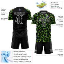 Load image into Gallery viewer, Custom Black Aurora Green-White Abstract Network Splash Sublimation Soccer Uniform Jersey
