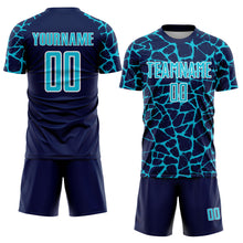 Charger l&#39;image dans la galerie, Custom Navy Lakes Blue-White Abstract Network Splash Sublimation Soccer Uniform Jersey
