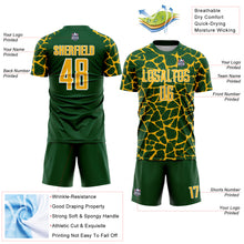 Charger l&#39;image dans la galerie, Custom Green Gold-White Abstract Network Splash Sublimation Soccer Uniform Jersey
