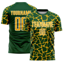 Charger l&#39;image dans la galerie, Custom Green Gold-White Abstract Network Splash Sublimation Soccer Uniform Jersey
