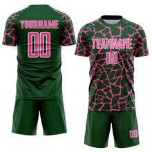 Charger l&#39;image dans la galerie, Custom Green Pink-White Abstract Network Splash Sublimation Soccer Uniform Jersey
