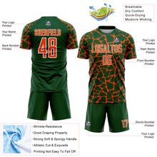 Charger l&#39;image dans la galerie, Custom Green Orange-White Abstract Network Splash Sublimation Soccer Uniform Jersey
