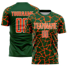 Charger l&#39;image dans la galerie, Custom Green Orange-White Abstract Network Splash Sublimation Soccer Uniform Jersey
