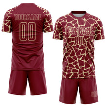 Charger l&#39;image dans la galerie, Custom Crimson Cream Abstract Network Splash Sublimation Soccer Uniform Jersey
