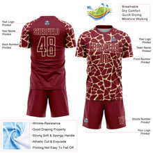 Charger l&#39;image dans la galerie, Custom Crimson Cream Abstract Network Splash Sublimation Soccer Uniform Jersey
