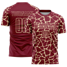 Charger l&#39;image dans la galerie, Custom Crimson Cream Abstract Network Splash Sublimation Soccer Uniform Jersey
