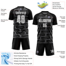 Charger l&#39;image dans la galerie, Custom Black White-Steel Gray Line Sublimation Soccer Uniform Jersey
