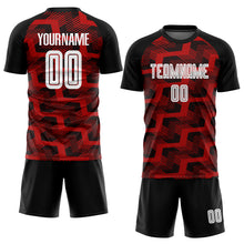 Charger l&#39;image dans la galerie, Custom Black White-Red Line Sublimation Soccer Uniform Jersey
