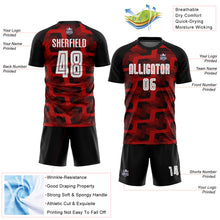 Charger l&#39;image dans la galerie, Custom Black White-Red Line Sublimation Soccer Uniform Jersey
