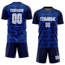 Charger l&#39;image dans la galerie, Custom Navy White-Thunder Blue Line Sublimation Soccer Uniform Jersey
