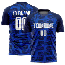 Charger l&#39;image dans la galerie, Custom Navy White-Thunder Blue Line Sublimation Soccer Uniform Jersey
