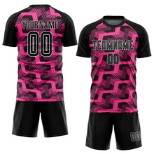 Загрузить изображение в средство просмотра галереи, Custom Black Pink-White Line Sublimation Soccer Uniform Jersey
