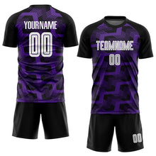 Charger l&#39;image dans la galerie, Custom Black White-Purple Line Sublimation Soccer Uniform Jersey
