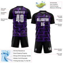 Charger l&#39;image dans la galerie, Custom Black White-Purple Line Sublimation Soccer Uniform Jersey
